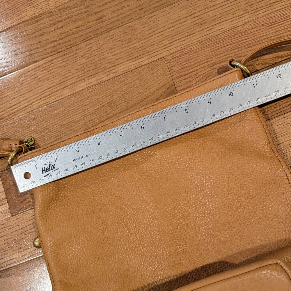 HOBO Tan Leather Backpack with Patterned Lining - Picture 12 of 13